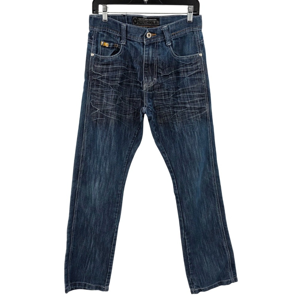 Southpole Jeans Mens Dark Wash Distressed Denim Pants